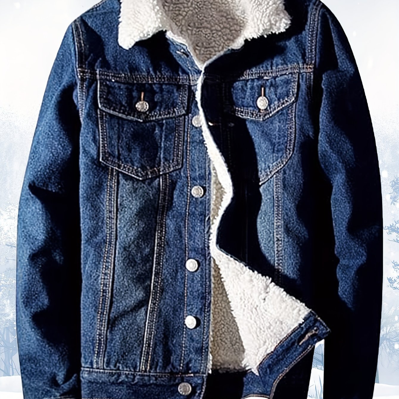 Men's Sherpa Fleece Lined Denim Jacket Warm Winter Trucker Jacket Cowboy Jean Jacket