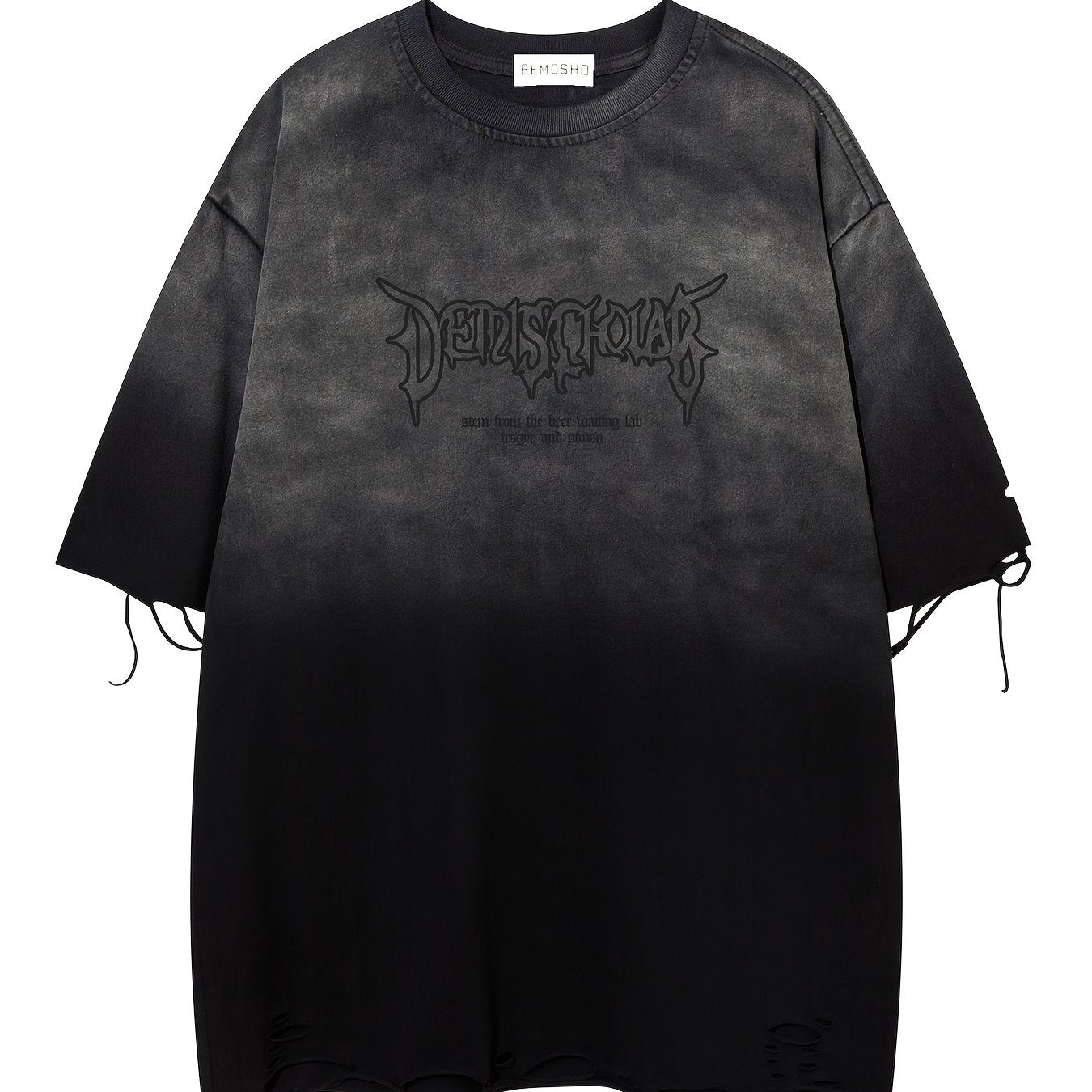 Men's Vintage Heavy Industry Distressed Graphic T-Shirt - Relaxed Fit Short Sleeve Tee with Ripped Hem, Wash & Letter Print for Casual Summer Outfits, Vintage T Shirts