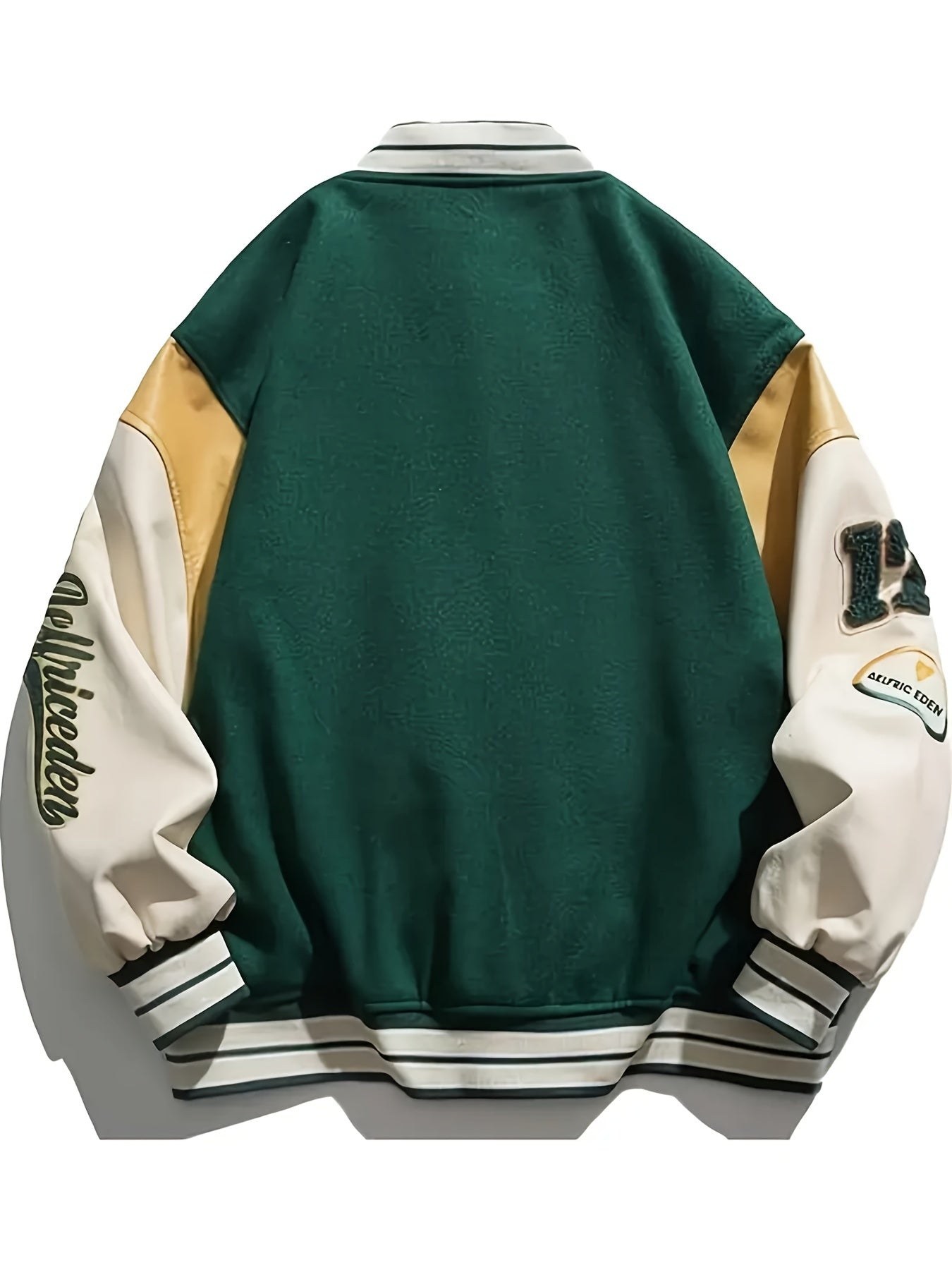 Men's Vintage-Inspired Baseball Jacket - Casual & Trendy, Polyester, Button-Up with Pockets for Spring\u002FFall
