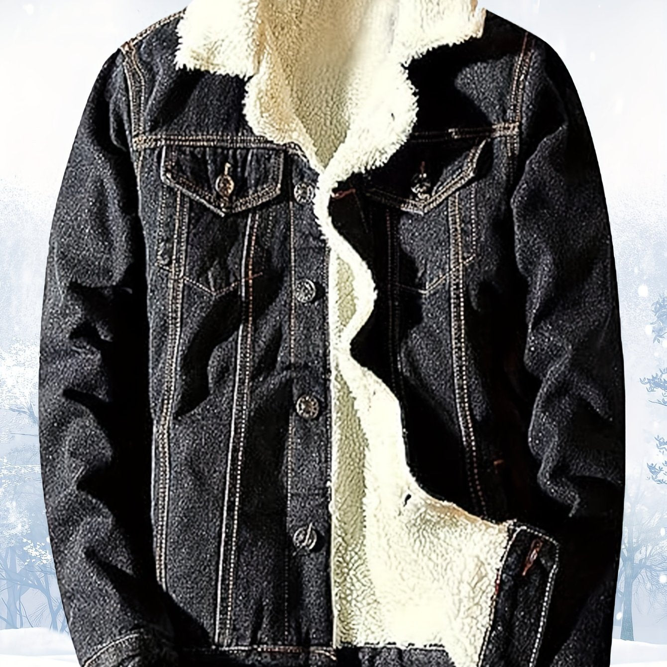 Men's Sherpa Fleece Lined Denim Jacket Warm Winter Trucker Jacket Cowboy Jean Jacket