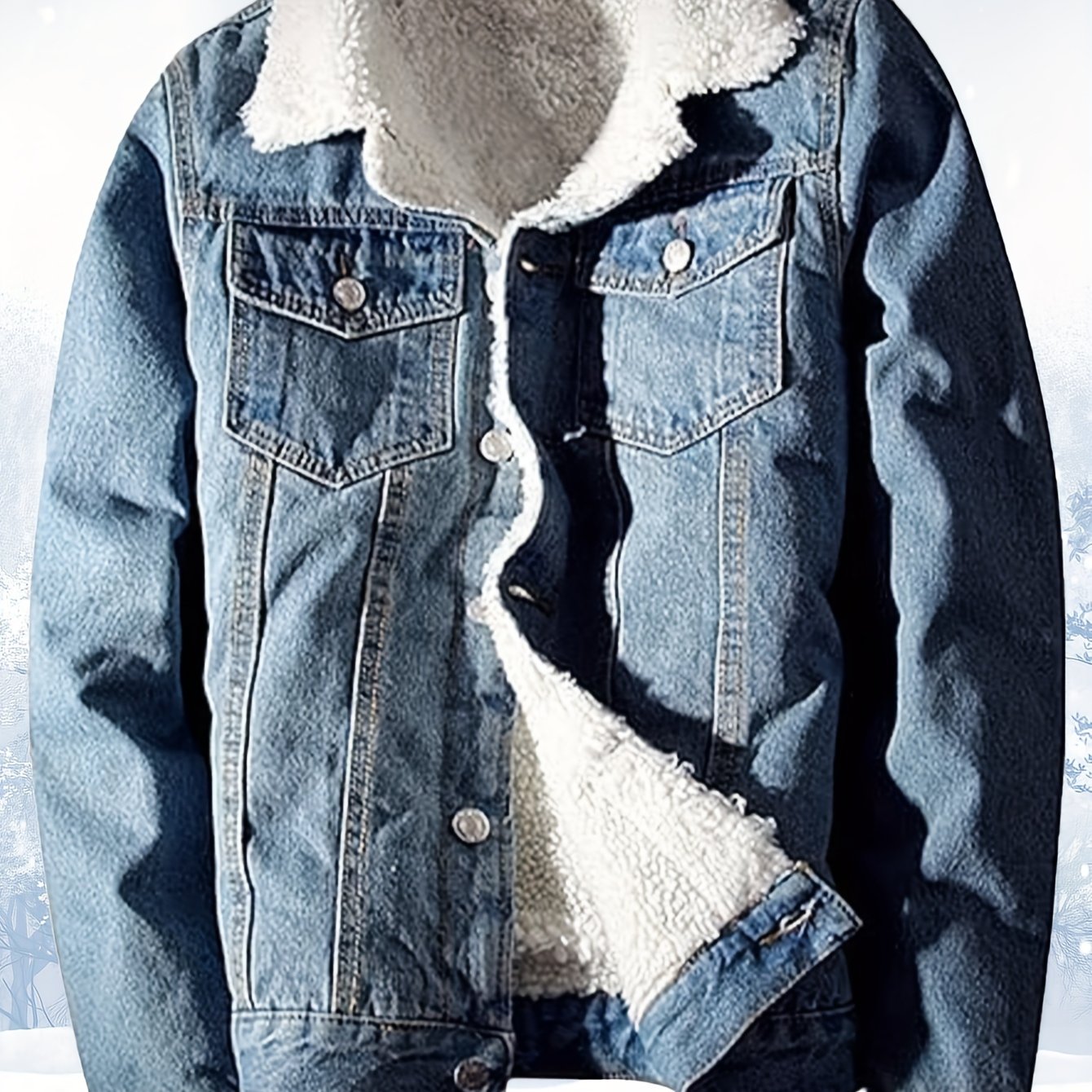 Men's Sherpa Fleece Lined Denim Jacket Warm Winter Trucker Jacket Cowboy Jean Jacket