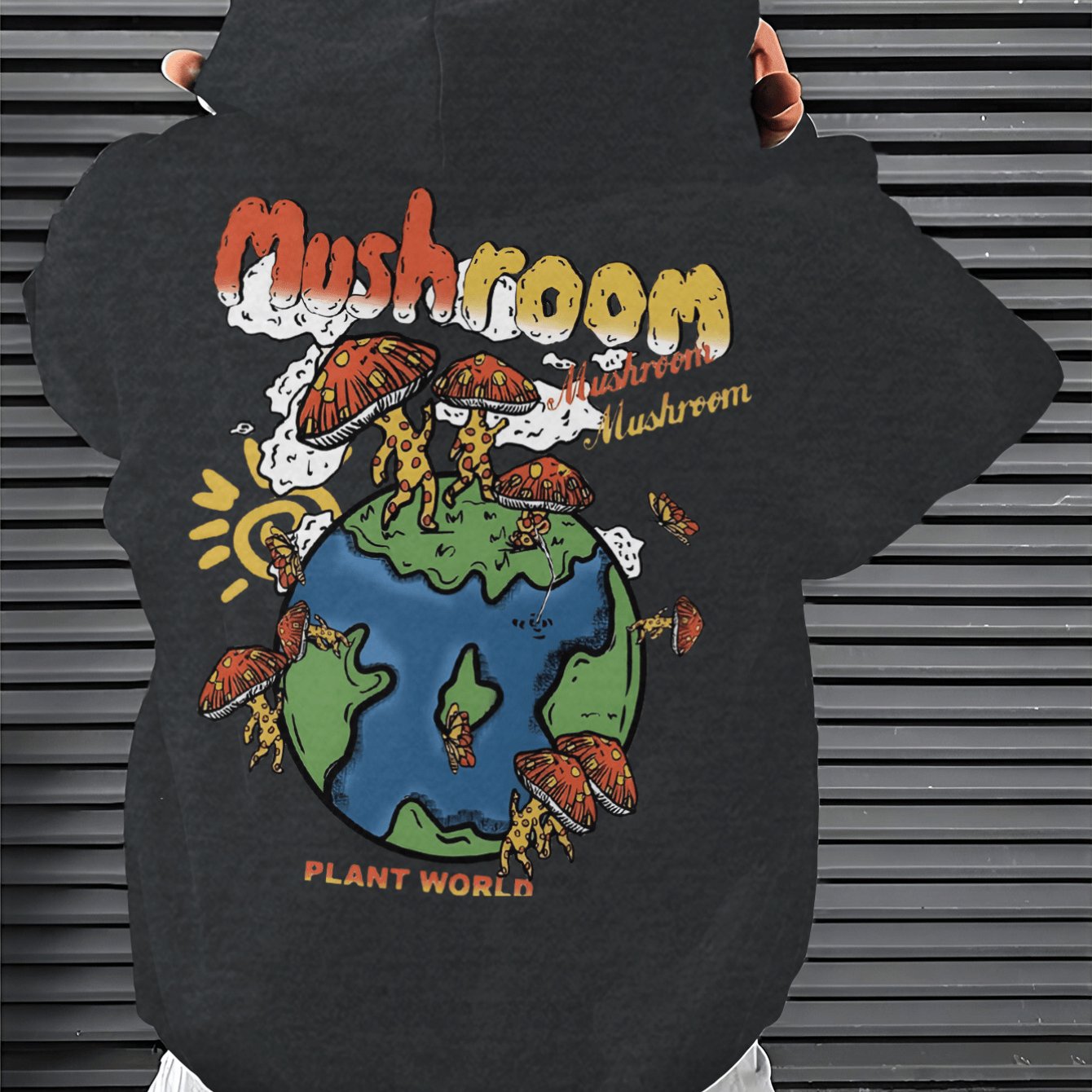 Men's Casual Hoodie with Cartoon Print - Cotton Blend, Machine Washable, Perfect for Fall\u002FWinter Outdoor Activities