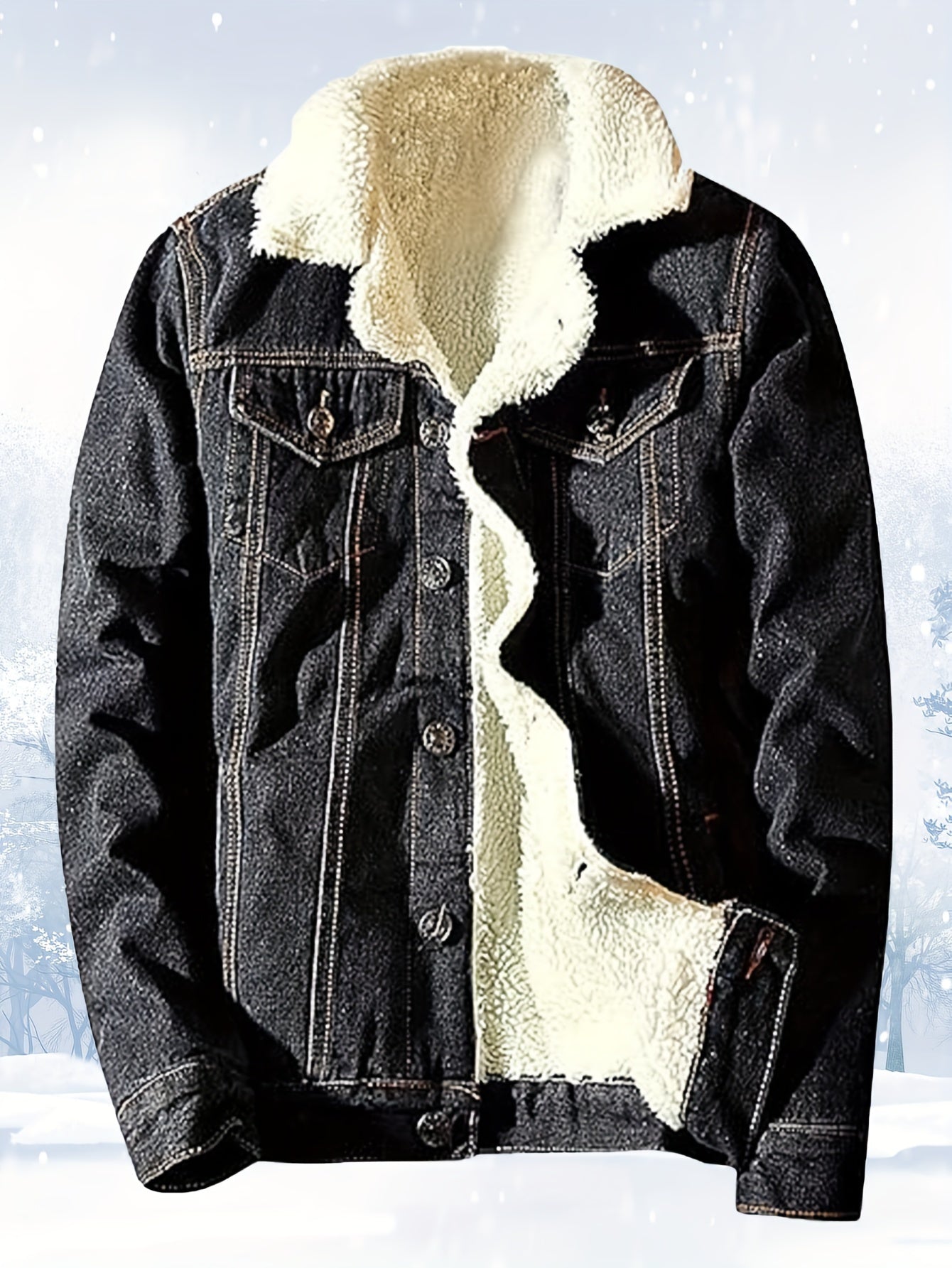 Men's Sherpa Fleece Lined Denim Jacket Warm Winter Trucker Jacket Cowboy Jean Jacket