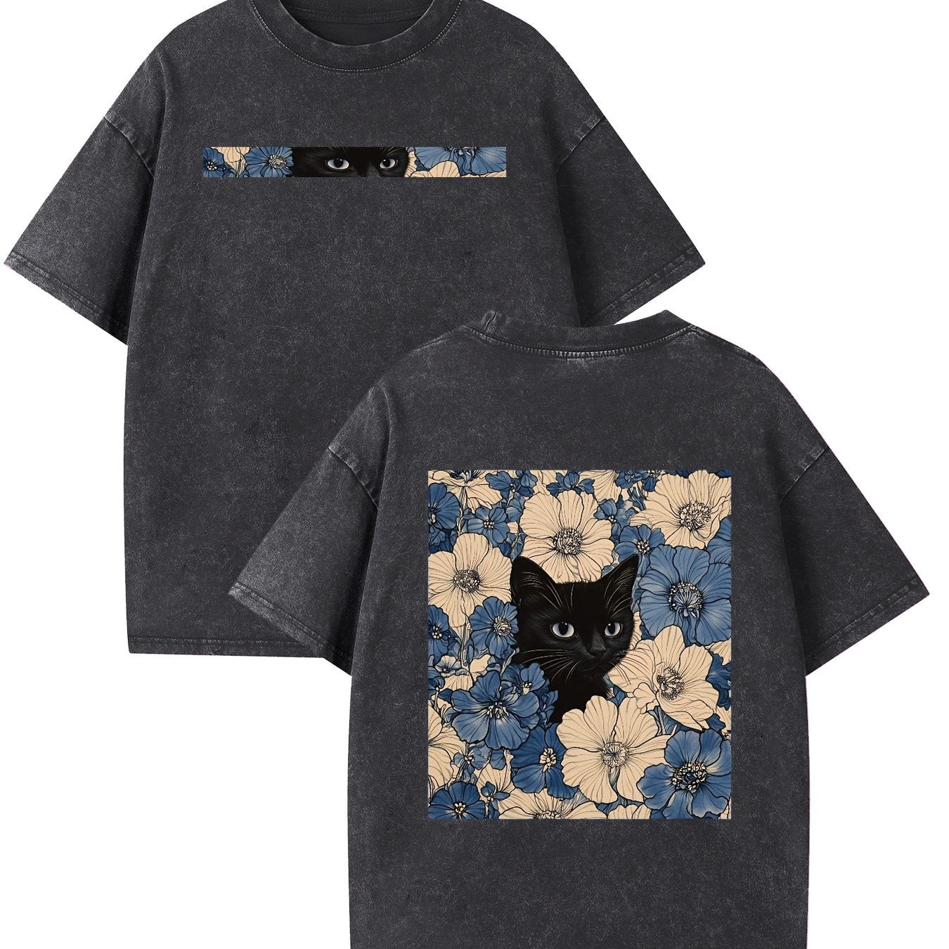 Simple street fashion cool wash cotton T-shirt 230g geometric pattern design fashionable round neck men washing and short-sleeved T-shirt standard US size T-shirt universal all seasons for men and women washed