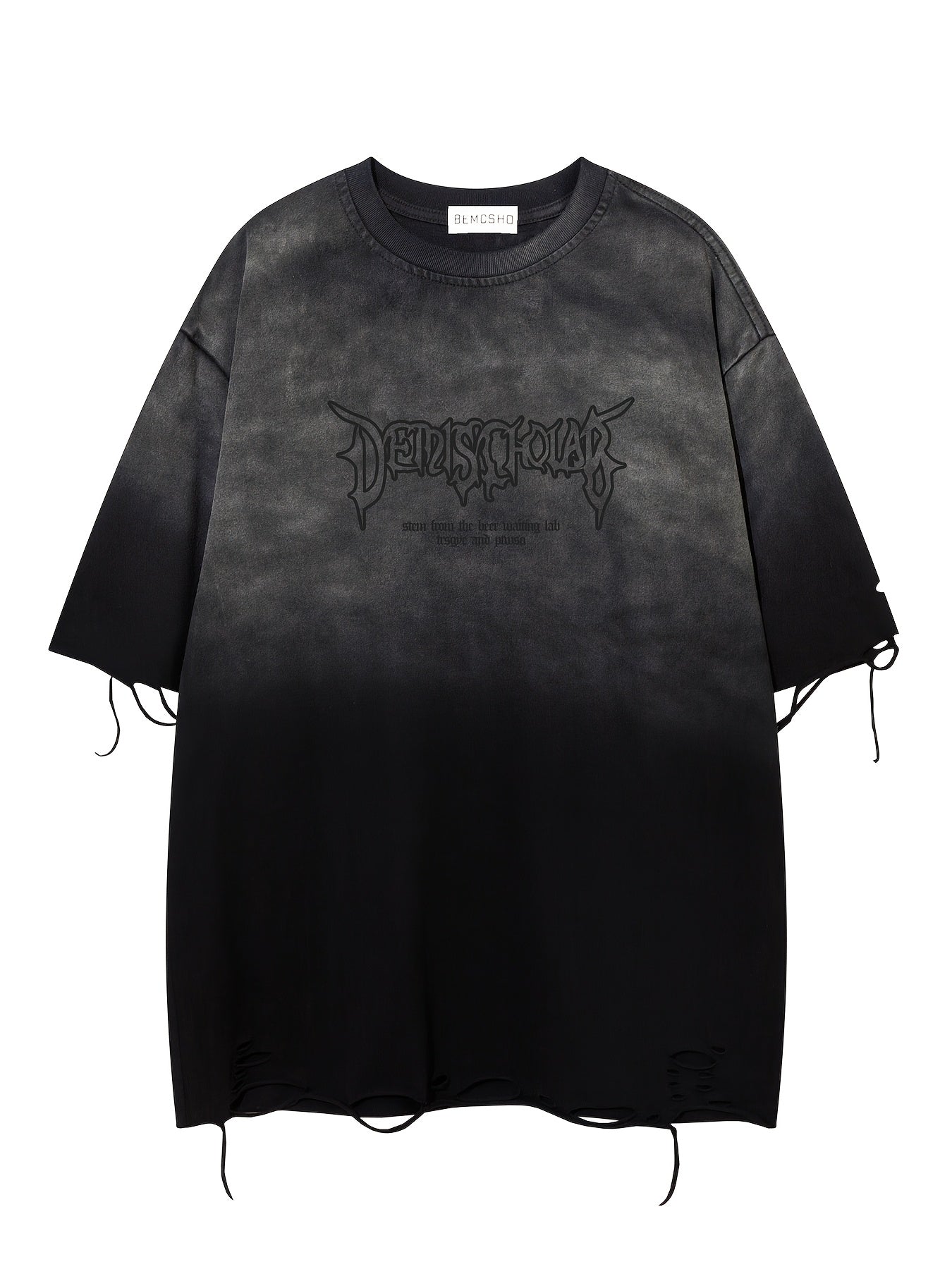 Men's Vintage Heavy Industry Distressed Graphic T-Shirt - Relaxed Fit Short Sleeve Tee with Ripped Hem, Wash & Letter Print for Casual Summer Outfits, Vintage T Shirts