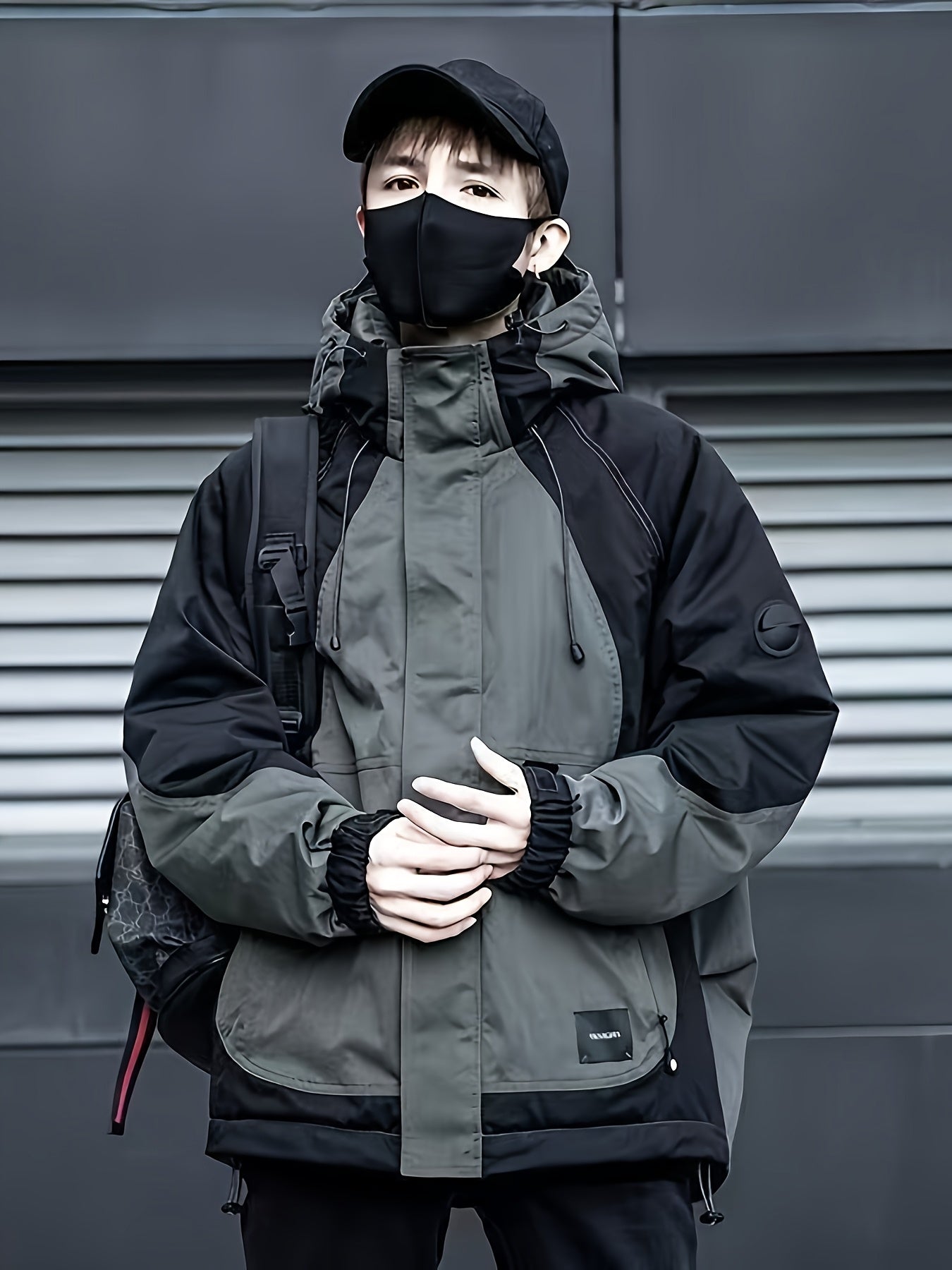 Men's Winter Down Jacket with Colorblock Design, Hooded Parka Coat, Thick Warm Outerwear for Outdoor Activities, Cold Weather Jacket | Sleek Casual Style | Polyester Fabric, Winter Clothes