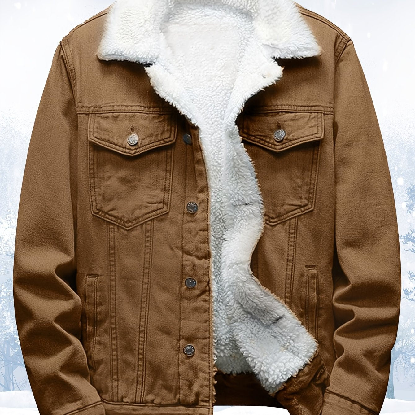 Men's Sherpa Fleece Lined Denim Jacket Warm Winter Trucker Jacket Cowboy Jean Jacket