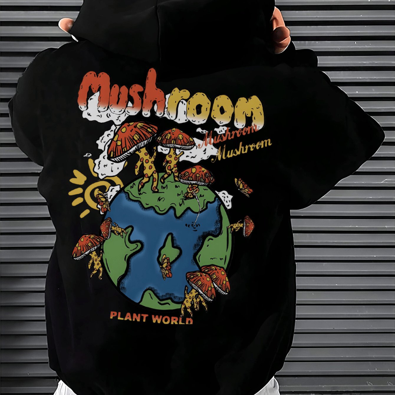 Men's Casual Hoodie with Cartoon Print - Cotton Blend, Machine Washable, Perfect for Fall\u002FWinter Outdoor Activities