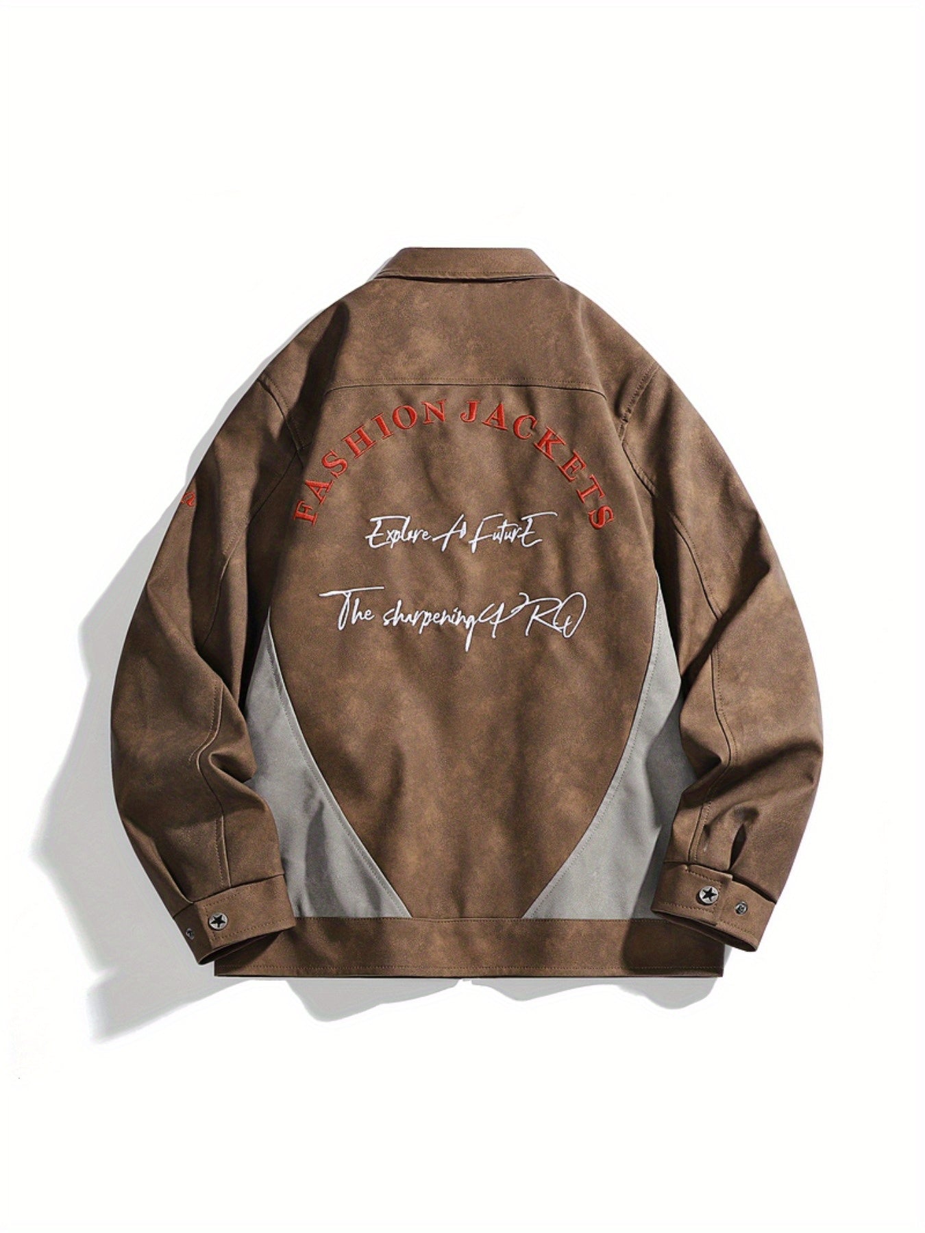 Men'S Heavy-Duty Color-Blocked Jacket - Autumn Winter Casual Zipper Coat with Pockets, Black & Beige Two-Tone Design, Regular Fit for Fall and Winter, Fall Winter Apparel, Sleek Modern Look, Notestitching