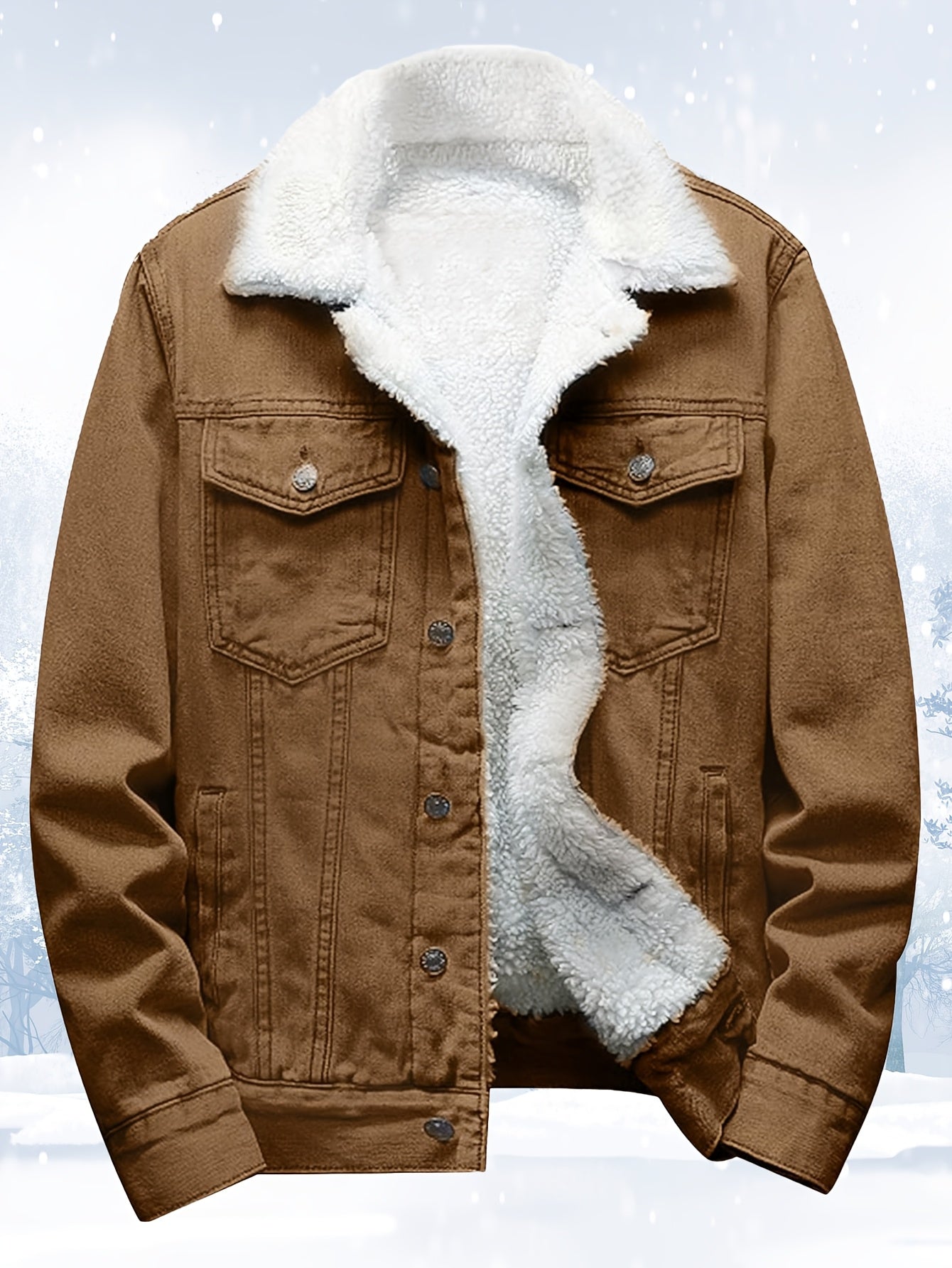 Men's Sherpa Fleece Lined Denim Jacket Warm Winter Trucker Jacket Cowboy Jean Jacket