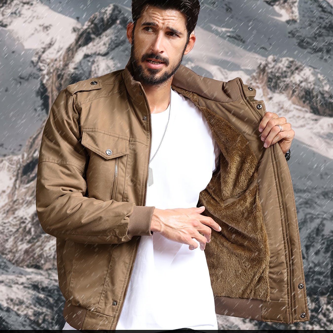 Men's Heavy-Duty Winter Jacket - Windproof & Warm Fleece-Lined Work Coat with Zip-Up Closure, Soft Shell & Multi-Pocket Design - Thermal Insulated Truck Driver Jacket for Construction, Hiking, Camping - Machine Washable Cold Weather Outerwear