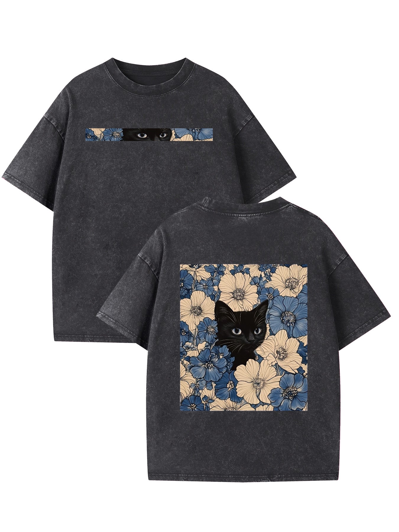 Simple street fashion cool wash cotton T-shirt 230g geometric pattern design fashionable round neck men washing and short-sleeved T-shirt standard US size T-shirt universal all seasons for men and women washed