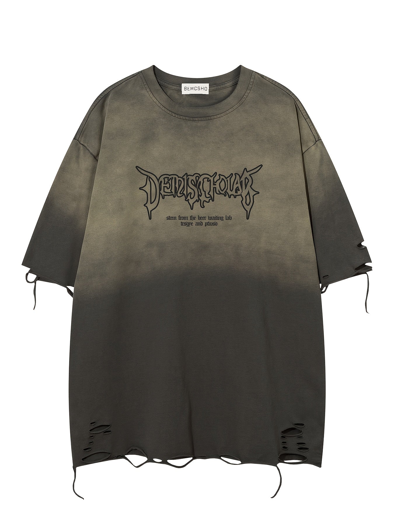 Men's Vintage Heavy Industry Distressed Graphic T-Shirt - Relaxed Fit Short Sleeve Tee with Ripped Hem, Wash & Letter Print for Casual Summer Outfits, Vintage T Shirts