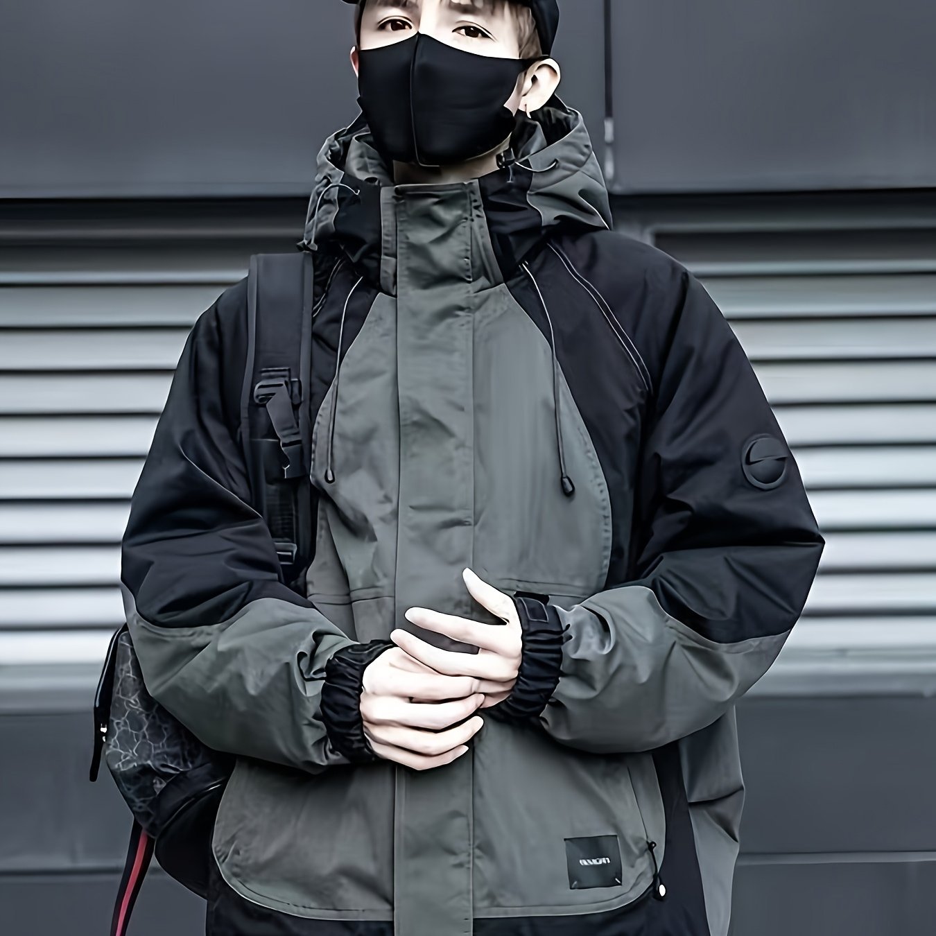 Men's Winter Down Jacket with Colorblock Design, Hooded Parka Coat, Thick Warm Outerwear for Outdoor Activities, Cold Weather Jacket | Sleek Casual Style | Polyester Fabric, Winter Clothes